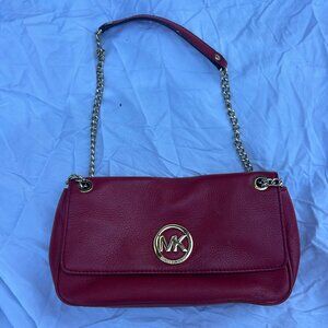 Michael Kors Small Pebble Leather Shoulder Bag Red